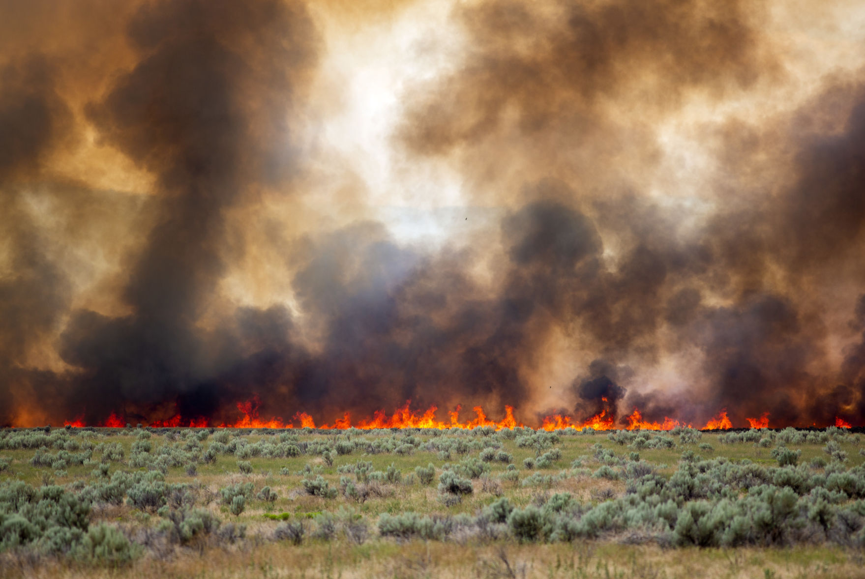 Wildfire burns near Declo